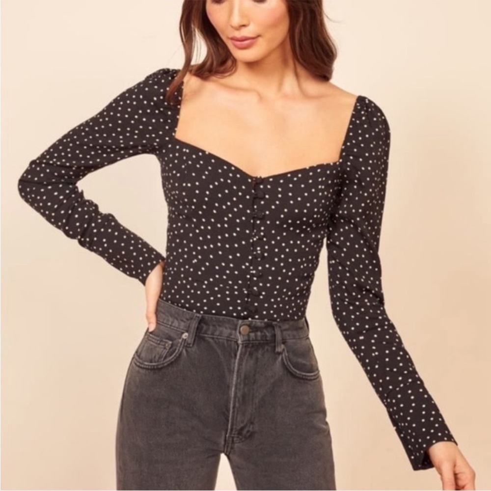 Reformation Polka Dot Blouse Top, Size 0